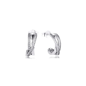 925 Silver CZ Sparkling Hoop Earrings Wedding Jewelry Brincos