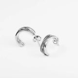 925 Silver CZ Sparkling Hoop Earrings Wedding Jewelry Brincos