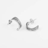 925 Silver CZ Sparkling Hoop Earrings Wedding Jewelry Brincos