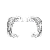 925 Silver CZ Sparkling Hoop Earrings Wedding Jewelry Brincos
