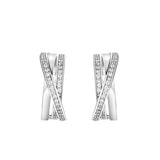 925 Silver CZ Sparkling Hoop Earrings Wedding Jewelry Brincos