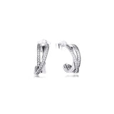 925 Silver CZ Sparkling Hoop Earrings Wedding Jewelry Brincos