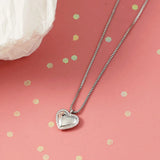 925 Silver Crystal Heart Pendant Necklace for Wedding Party