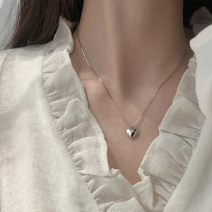 925 Silver Crystal Heart Pendant Necklace for Wedding Party