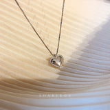 925 Silver Crystal Heart Pendant Necklace for Wedding Party