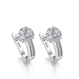 925 Silver Flower Zircon Earrings Wedding Jewelry Gift