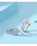 925 Silver Flower Zircon Earrings Wedding Jewelry Gift