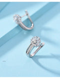 925 Silver Flower Zircon Earrings Wedding Jewelry Gift