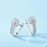 925 Silver Flower Zircon Earrings Wedding Jewelry Gift