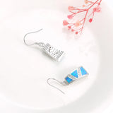 925 Silver Emerald Opal Stone Earrings Rainbow Long Women Fine Jewelry