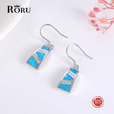 925 Silver Emerald Opal Stone Earrings Rainbow Long Women Fine Jewelry