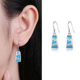 925 Silver Emerald Opal Stone Earrings Rainbow Long Women Fine Jewelry