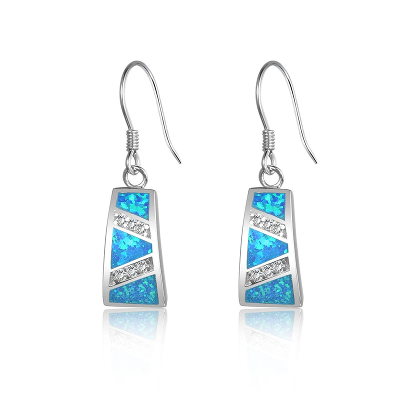 925 Silver Emerald Opal Stone Earrings Rainbow Long Women Fine Jewelry