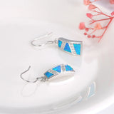 925 Silver Emerald Opal Stone Earrings Rainbow Long Women Fine Jewelry
