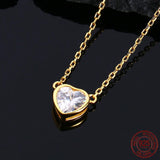 925 Silver Love Heart Necklace Women Wedding Clear CZ Zircon Jewellery