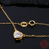 925 Silver Love Heart Necklace Women Wedding Clear CZ Zircon Jewellery