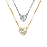925 Silver Love Heart Necklace Women Wedding Clear CZ Zircon Jewellery