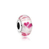 925 Silver Love Glass Beads for Charm Bracelet