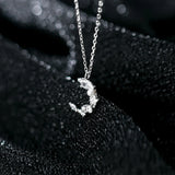 925 Silver Moon Necklace Rhinestone Pendant Women Jewelry
