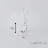 925 Silver Moon Necklace Rhinestone Pendant Women Jewelry