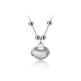 925 Silver Necklace Long Life Lock Pendant Round Bead Chain