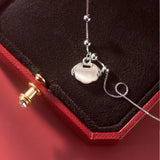925 Silver Necklace Long Life Lock Pendant Round Bead Chain