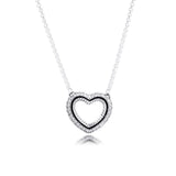 925 Silver Snake Chain Heart Necklace for Women