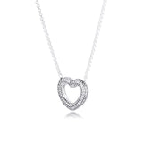925 Silver Snake Chain Heart Necklace for Women