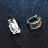 925 Silver Colorful Enamel CZ Stud Earrings Party Jewelry