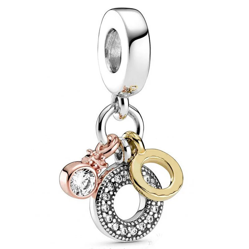 925 Silver Monogram Dangle Beads for Charms Bracelet