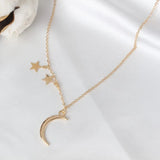 Alloy Women's Power Necklace with Golden Heart Moon Pendants Crystal