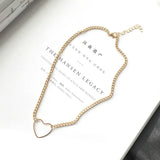 Alloy Women's Power Necklace with Golden Heart Moon Pendants Crystal