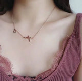 Alloy Women's Power Necklace with Golden Heart Moon Pendants Crystal