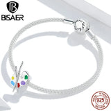 Colorful Palette Painting Bead for Bracelet, 925 Sterling Silver