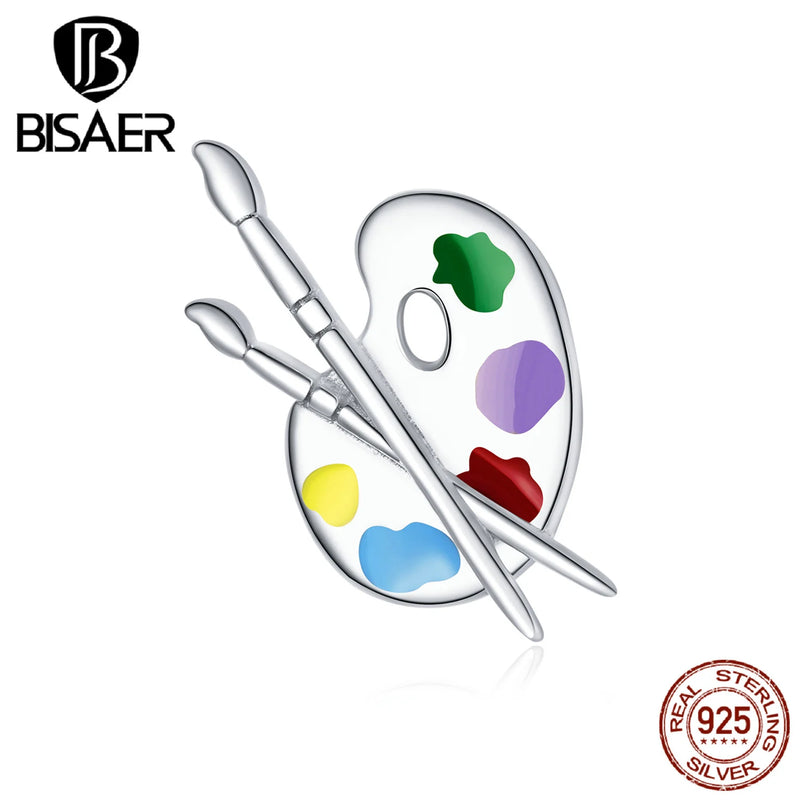 Colorful Palette Painting Bead for Bracelet, 925 Sterling Silver