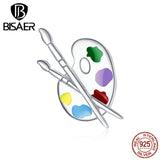 Colorful Palette Painting Bead for Bracelet, 925 Sterling Silver