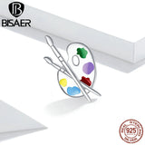 Colorful Palette Painting Bead for Bracelet, 925 Sterling Silver