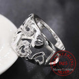 925 Silver Thumb Heart Crystal Ring Wide Finger Unisex Jewelry Gift