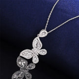 Zircon Stone 925 Silver Butterfly Pendant Necklace