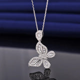 Zircon Stone 925 Silver Butterfly Pendant Necklace