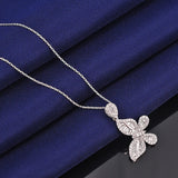 Zircon Stone 925 Silver Butterfly Pendant Necklace