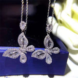 Zircon Stone 925 Silver Butterfly Pendant Necklace