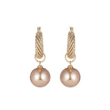 Geometric Metal Pearl Drop Earrings for Women