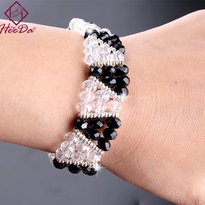 Crystal Beads Weave Bracelet Elegant Bangle Women Jewelry