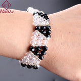 Crystal Beads Weave Bracelet Elegant Bangle Women Jewelry