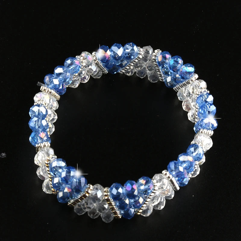 Crystal Beads Weave Bracelet Elegant Bangle Women Jewelry