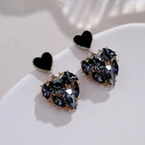 Gray Crystal Heart Dangle Earrings Sweet Jewelry