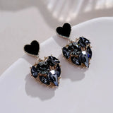 Gray Crystal Heart Dangle Earrings Sweet Jewelry