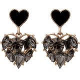Gray Crystal Heart Dangle Earrings Sweet Jewelry
