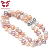 Double-deck Baroque Pearl Stretch Bracelet for Women